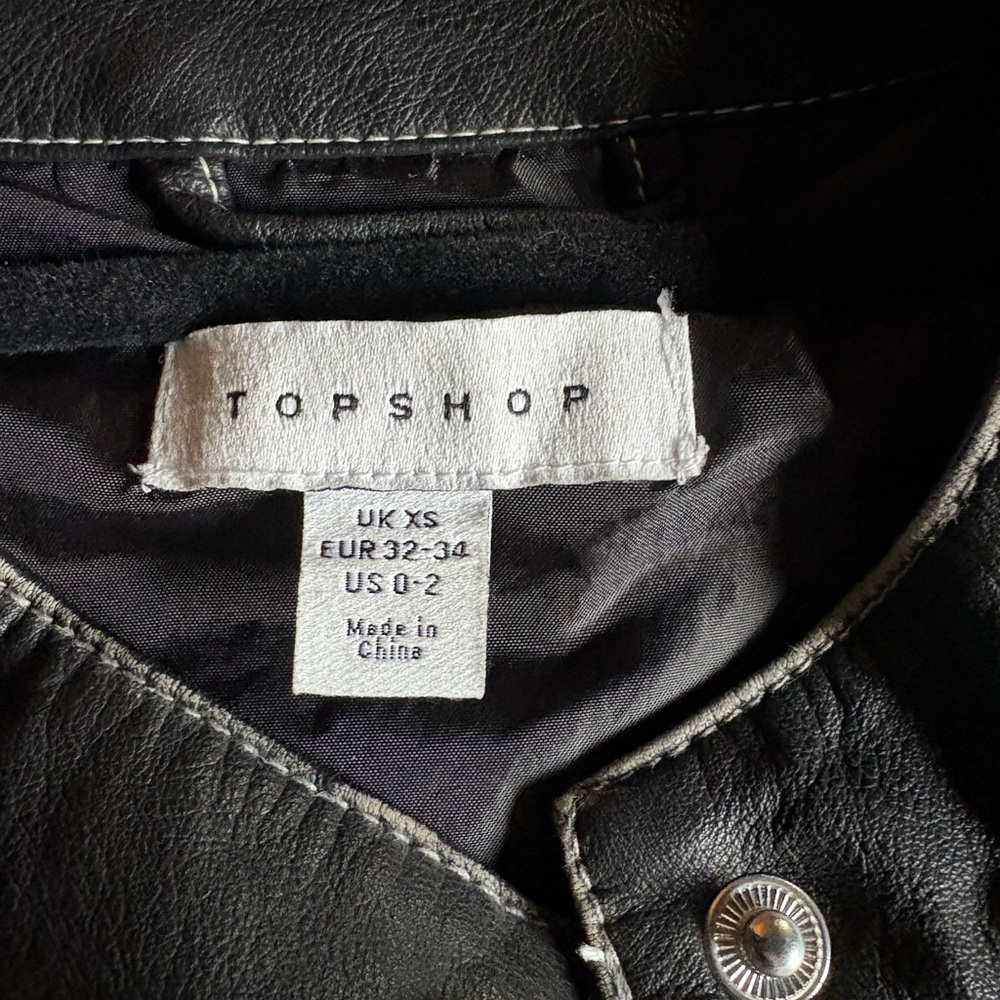 Racing Jacket Topshop distressed faux leather jacket worn 1 XS pristine cond - Picture 10 of 10